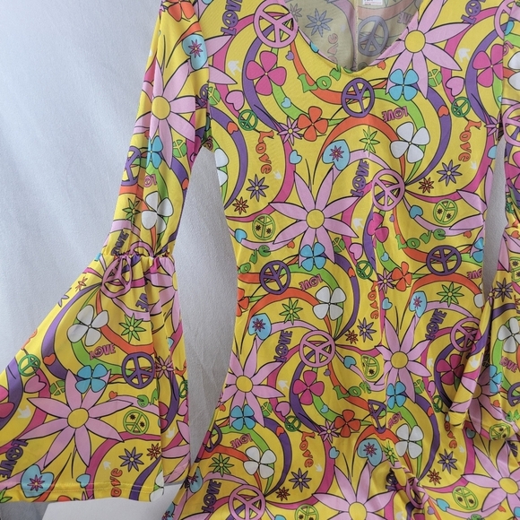 Hippie bell sleeve 60's cosplay costume dress Size small - Picture 3 of 5